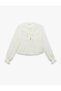 Viscose Long Sleeve Tie Detail Button V Neck Fisto Blouse - 4