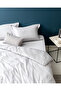 Elicia Double 100% Cotton Striped Satin Bed Sheet Pieces Duvet Cover Set - Light Gray - 2