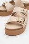 Beige Double Buckle Casual Women's Slippers - 3