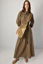 Pleated Shirt Collar Dress - 2