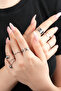 Women's White Color Heart Figured 7-Piece Joint and Ring Set - 2