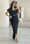 Women's One Shoulder Stone Detailed Draped Midi Length Evening Dress Lilac, Black - 5