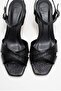 Melin Black Patterned Cross Strap Women's Heeled Shoes - 2