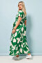 Plus Size V-Neck Floral Patterned Wrinkled Fabric Dress 304074 - 6