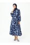 Floral Patterned Hijab Dress - Navy Blue Patterned - Refka - 4
