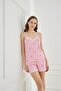Women's Striped Heart Pattern Rope Strap Shorts Set |   Pink 50115-300 - 2