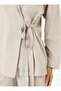 Side Tie Detail Jacket and Trousers Two-Piece Set - Beige - - 6