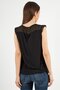 Women V-Neck Cap Sleeves Metallic Blouse, Black - 2