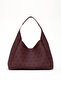 Monogram Printed Burgundy Shk19 Faux Leather, Snap Closure, Single Compartment, Zippered Makeup Bag, Hand, Arm and
