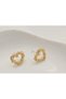 Gold Color Textured Heart Earrings - 2
