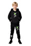 Boy's Tracksuit Set with Hooded Kangaroo Pocket White Text Printed