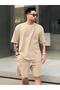 Men's Plain Beige Top and Bottom Set