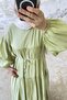 Layered Long Dress with Tie Waist 8850 - Green - 3