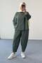 Modal Fabric Oversize Shirt and Baggy Trousers Double Suit 5210 - Khaki - 6