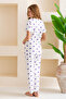 Women's Crew Neck Short Sleeve Heart Pattern Pajamas Suit White Purple - 6016 - 8