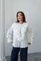 Long Sleeve Blouse with Ruffle Tie Detail 8834 - White - 4
