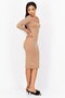 Women Textured Midi Dress, Camel - 2