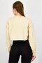 Women Sportswear Fit Plain Cropped Sweatshirt, Beige and Tan - 2