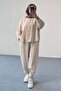 Modal Fabric Oversize Shirt and Baggy Trousers Double Suit 5210 - Beige - 2