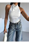 Women's White Halter Neckline Backless Sandy Blouse Hzl25S-Fry123141 - 4