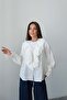 Long Sleeve Blouse with Ruffle Tie Detail 8834 - White