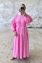 Layered Long Dress with Tie Waist 8850 - Pink - 5