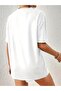 Women's White Oversize Cotton Comfortable Cut Basic Daily Stylish T-Shirt - 2