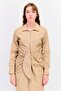 Women Ruched Midi Dress, Tan - 2