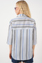 Women's Striped Short Sleeve Shirt 20344 - Navy Blue - 6