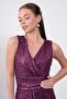 Sleeveless Wrap Skirt Sequin Evening Dress - 4