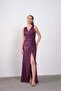 Sleeveless Wrap Skirt Sequin Evening Dress