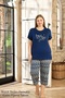 Navy Blue Plus Size Women's Pajamas Set Bermuda Summer Plus Size Pajamas Set - 3