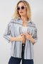 Women's Striped Short Sleeve Shirt 20344 - Navy Blue