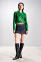 Deri̇club Beyonce Women's Biker Real Leather Coat Green