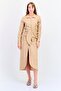 Women Ruched Midi Dress, Tan