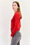 Women Crew Neck Knitted Sweater, Red - 3