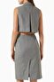 Dark Gray Linen Blend Midi Dress, Two Piece Look Summer Dress Dark Gray - 3