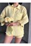 Women's Linen Look Summer Shirt Shorts Two-Piece Set - 4
