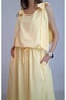 Women's Butter Yellow Shoulder Bow Tie Lining Balloon Bluz Elastic Skirt Double Set Yy101250 - 6