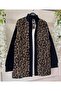 Trend Esinty Women's Leopard Garnish Lace-Up Directional Woven Fabric Zipper Jacket