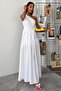Women's White Asymmetrical One Shoulder Wual Maxi Dress - 7