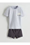 Lilac Printed Baby Boy T-Shirt and Shorts 2-Piece
