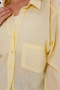 Women's Shirt Loose Oversized Yellow Shirt Front Pocket Low Shoulder 100% Cotton Shirt - 2