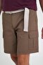 Men's Comfort Fit Belted Cargo Pocket Cotton Casual Earth Brown Shorts Bermuda 039 - 3