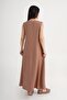Crinkle Brown Sleeveless Dress with Crew Neck Pocket - 5