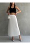 Pleated Long Elastic Waist Skirt - 4