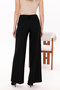 Women's Pants Palazzo Pants Wide Leg Pants Stretch Fabric Loose Fit Casual Black Button Front Stylish - 6