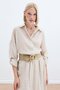 Casual Shirt with Sleeve Detail - Beige - 5