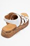 Levine White Genuine Leather Buckle Side Zipper Women's Sandals - 5