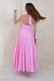 Pink Linen Dress with Low-Cut Chest and Back Detail - 4